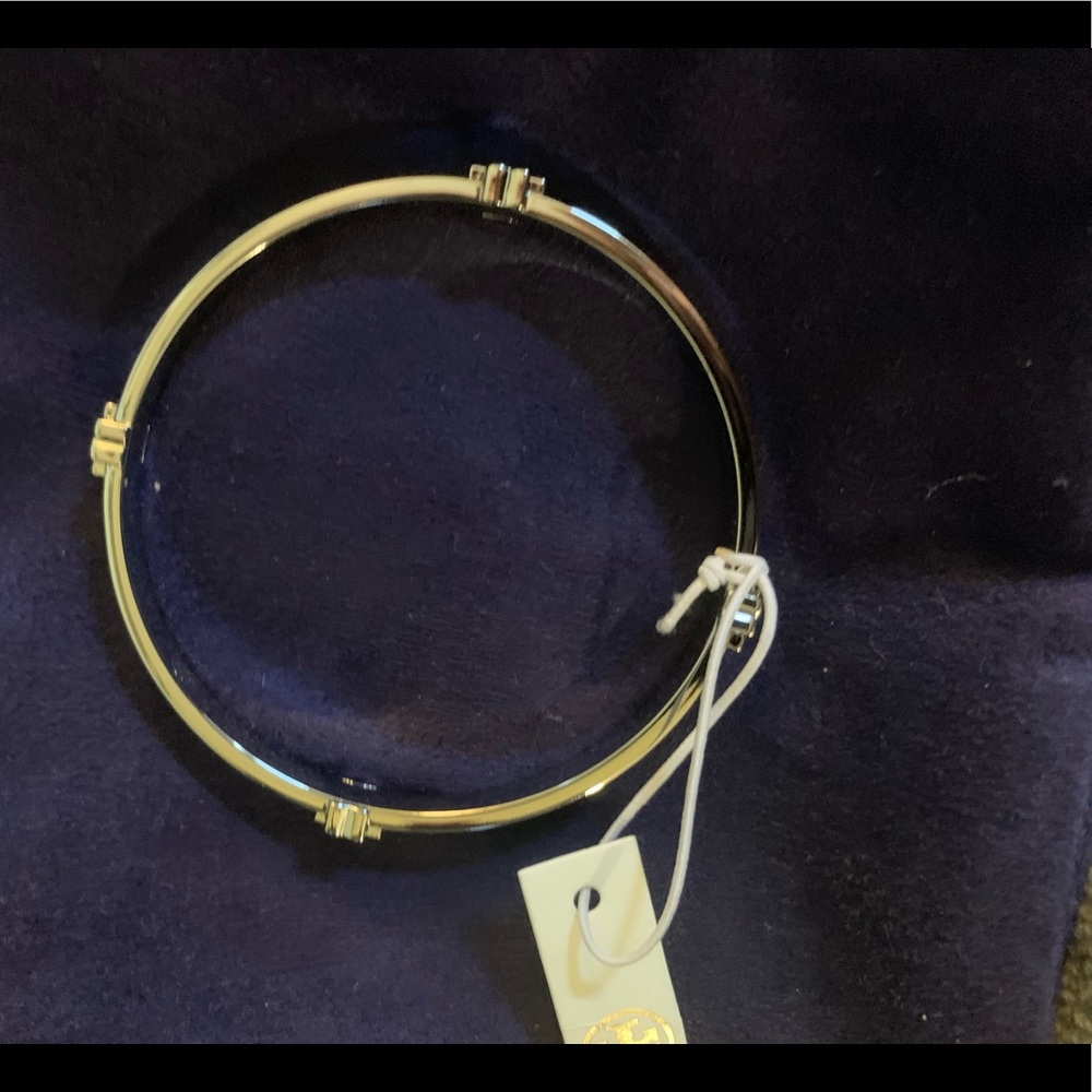 Tory Burch Silver Logo Bangle New With Tag